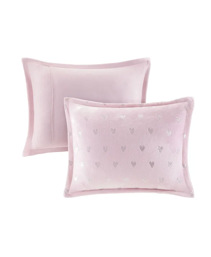 Mi Zone Rosalie Full/Queen 4 Piece Metallic Heart Printed Comforter Set - Image 3