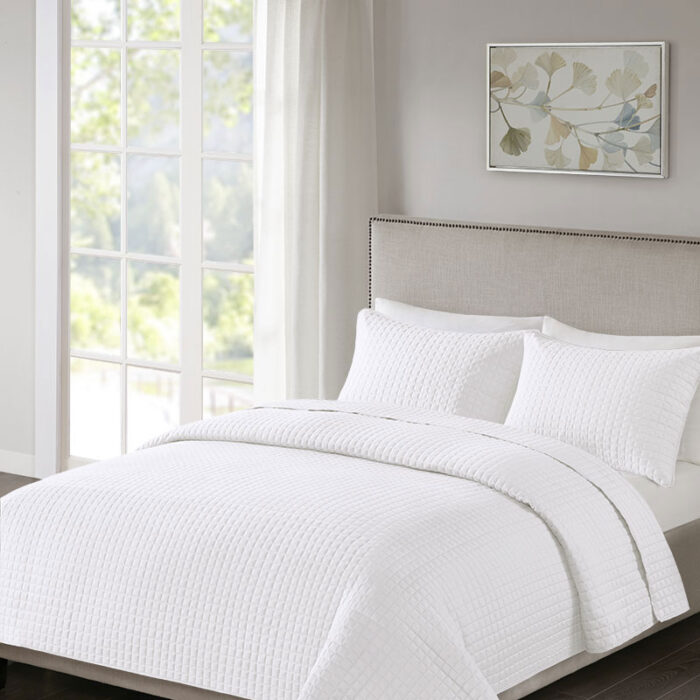 Otto 3 Piece White Reversible Quilted Coverlet Set - Image 2