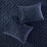 Harper Velvet 3 Piece Full/Queen Quilted Coverlet Set (Navy) - Image 5