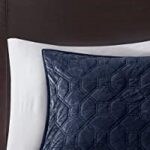 Harper Velvet 3 Piece Full/Queen Quilted Coverlet Set (Navy) - Image 4