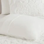 Madison Park Aeriela Tufted Cotton Chenille Damask Duvet Cover Set - Off White - Queen - Image 9