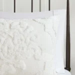 Madison Park Aeriela Tufted Cotton Chenille Damask Duvet Cover Set - Off White - Queen - Image 10