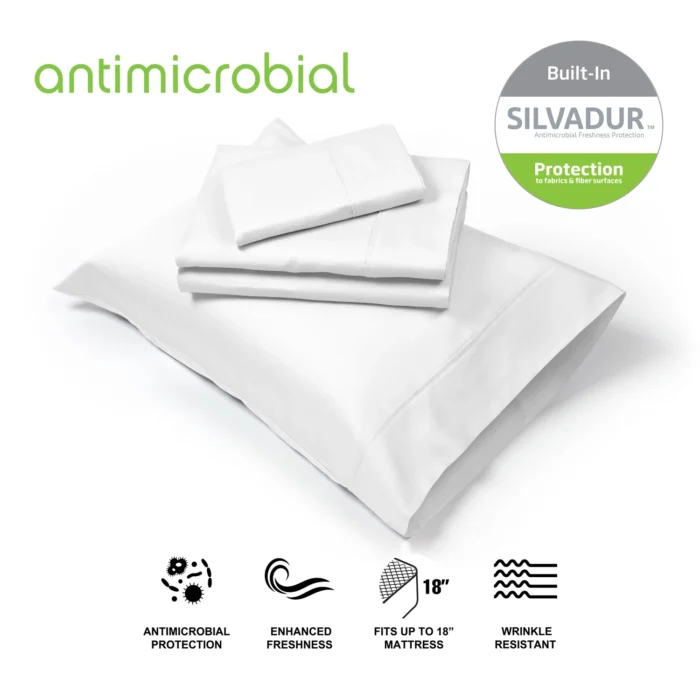 Silvadur 800TC Antimicrobial Luxurious Sateen Weave Sheet Set (King) - Image 2