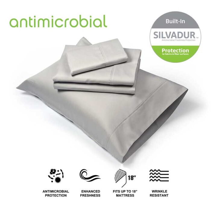 Silvadur 800TC Antimicrobial Luxurious Sateen Weave Sheet Set (Queen) - Image 2