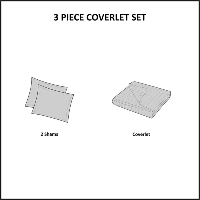 Otto 3 Piece White Reversible Quilted Coverlet Set - Image 8