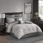 Odette 8 Piece Jacquard King Comforter Set (Silver)