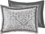 Odette 8 Piece Jacquard Queen Comforter Set (Silver) - Image 6