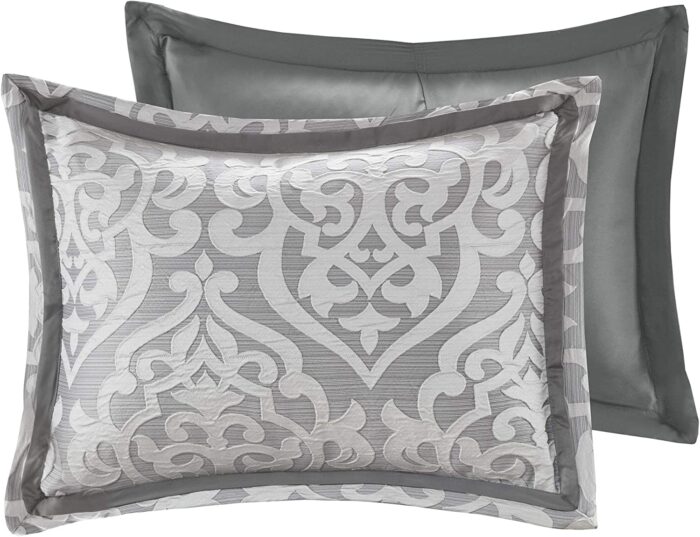 Odette 8 Piece Jacquard Queen Comforter Set (Silver) - Image 6