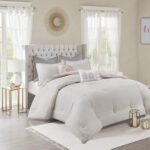 Isla 8 Piece Cotton Floral Printed Reversible Queen Comforter Set (Blush) - Image 3