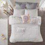 Isla 8 Piece Cotton Floral Printed Reversible Queen Comforter Set (Blush) - Image 5