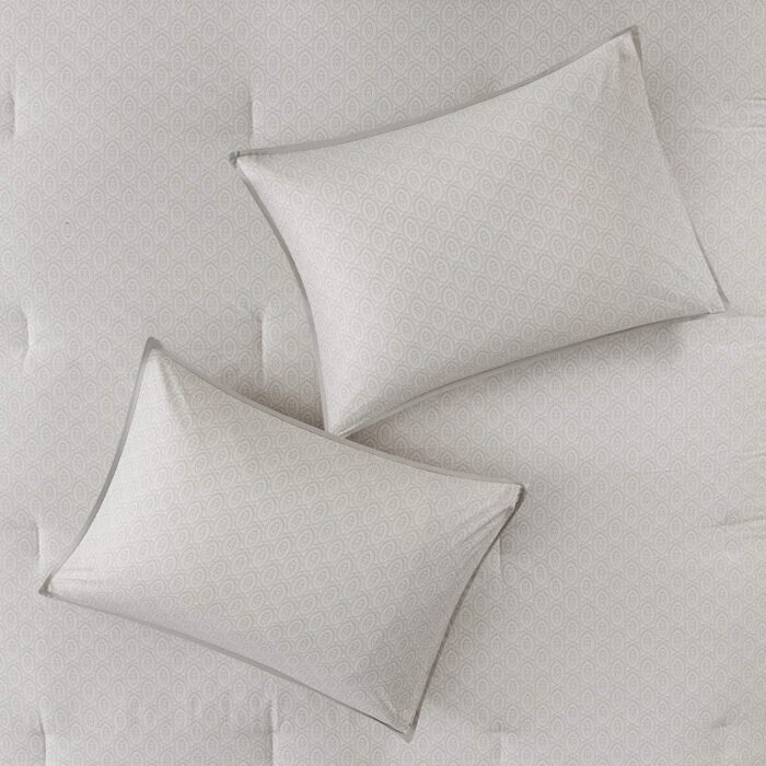 Isla 8 Piece Cotton Floral Printed Reversible Queen Comforter Set (Blush) - Image 7