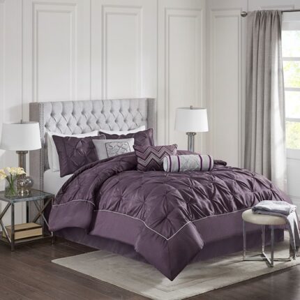 Madison Park Laurel Tufted comforter set in plum