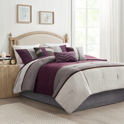 Madison Park Palisades faux suede comforter set in purple