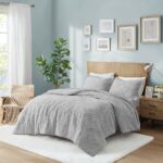 Ava Embroidered Medallion Faux Fur Ultra Plush Comforter Mini Set in grey